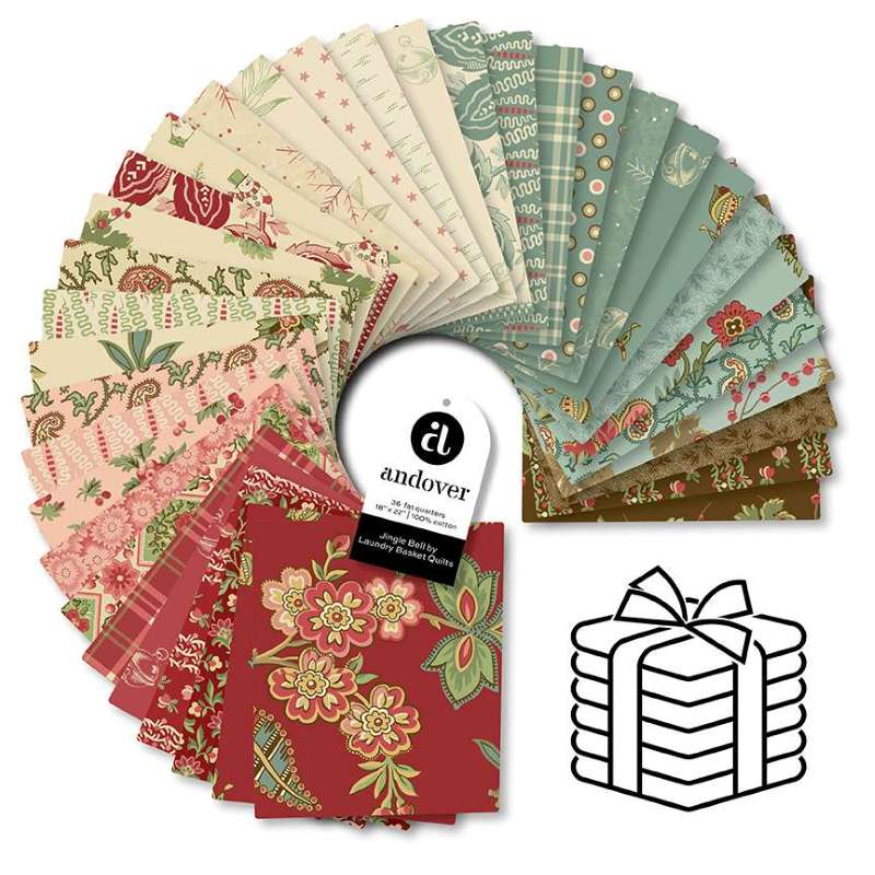 Tissu Patchwork Collection Jingle Bell, 36 Coupons 25x55cm