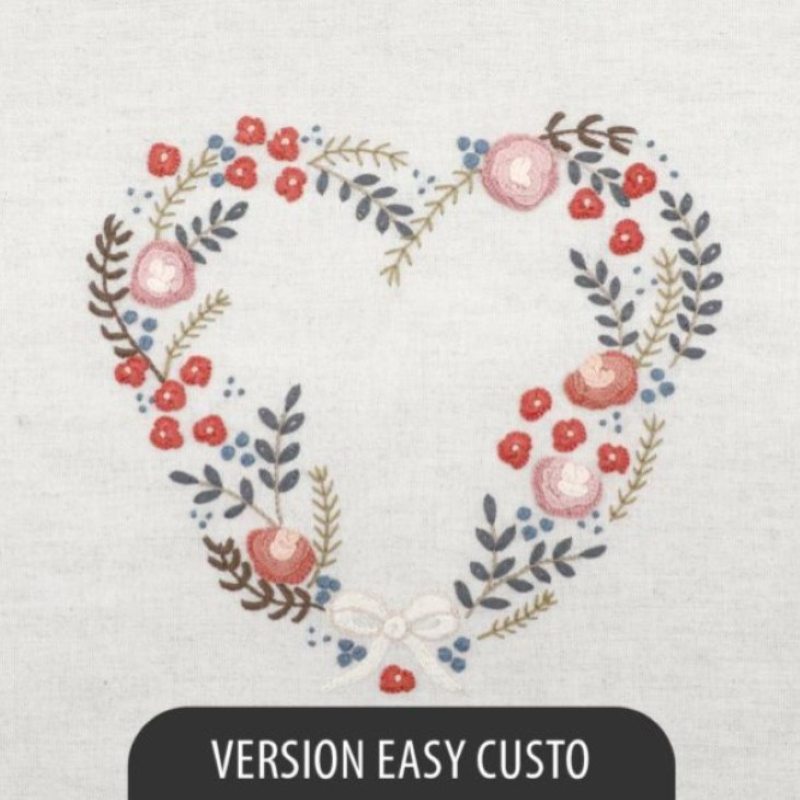 Kit Broderie - Coeur n°9 Rose Tardive - Easy Custo