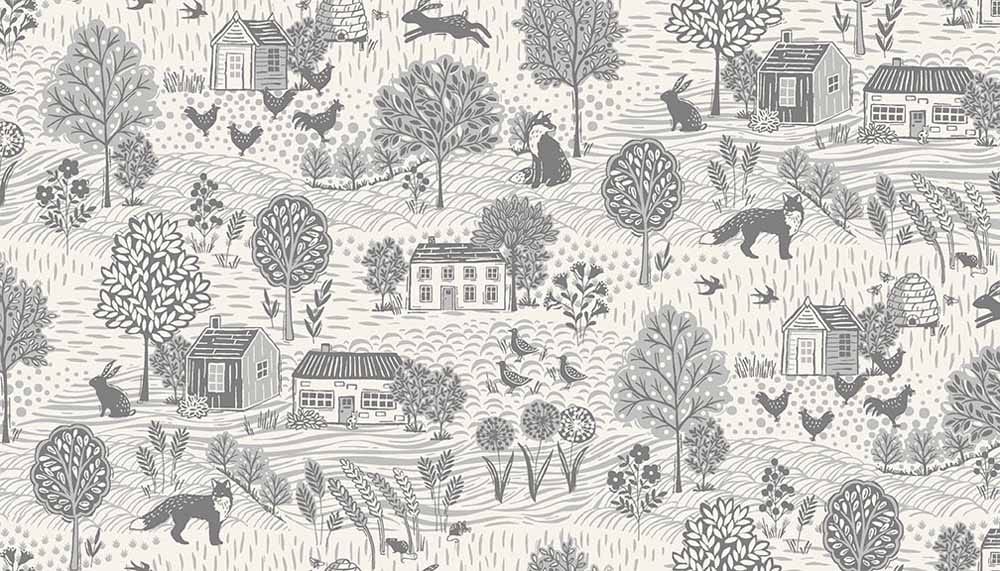 Tissu Patchwork Grove Scenic Stone Grey