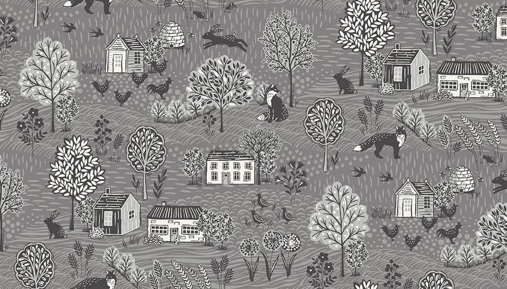 Tissu Patchwork Grove Scenic Mid Grey