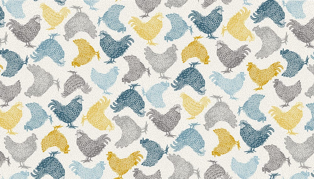 Tissu Patchwork Grove Chickens Cream