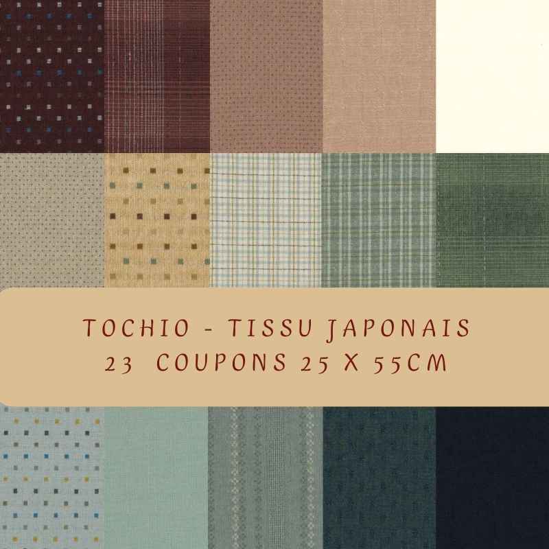 Tissu Patchwork Collection Tochio, 23 Coupons 25x55cm