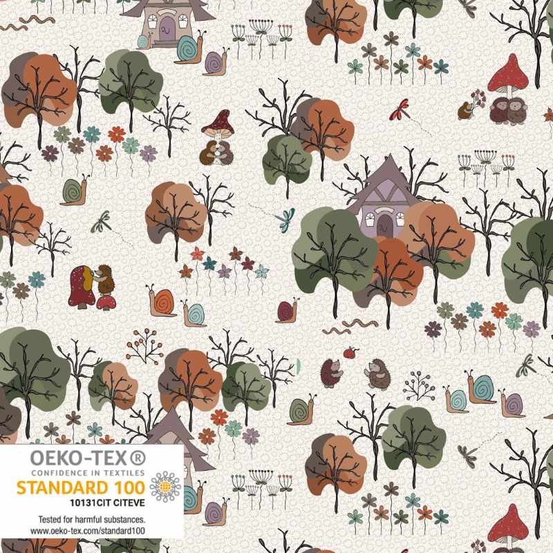Tissu Patchwork Woodland Tale Forêt Crème