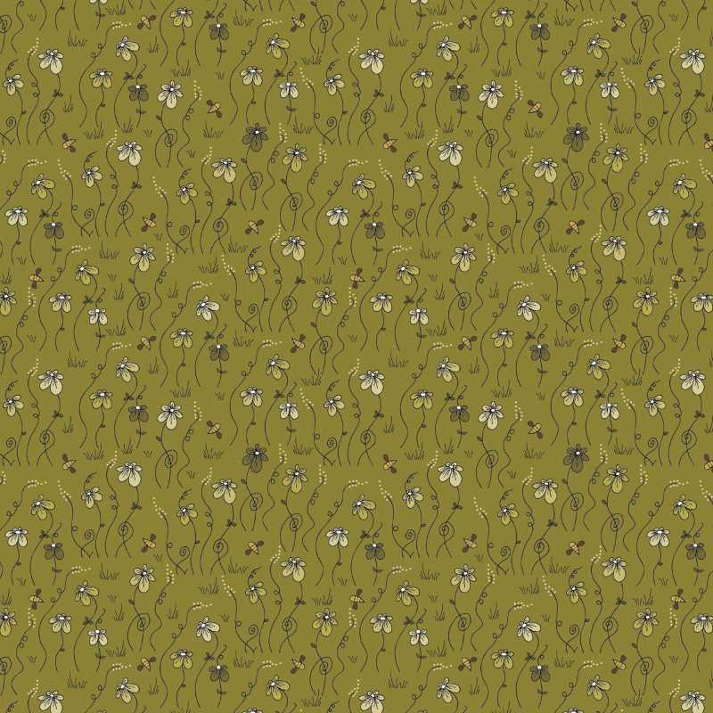 Tissu Patchwork Sweetest Embrace Prairie Fleurie Verte