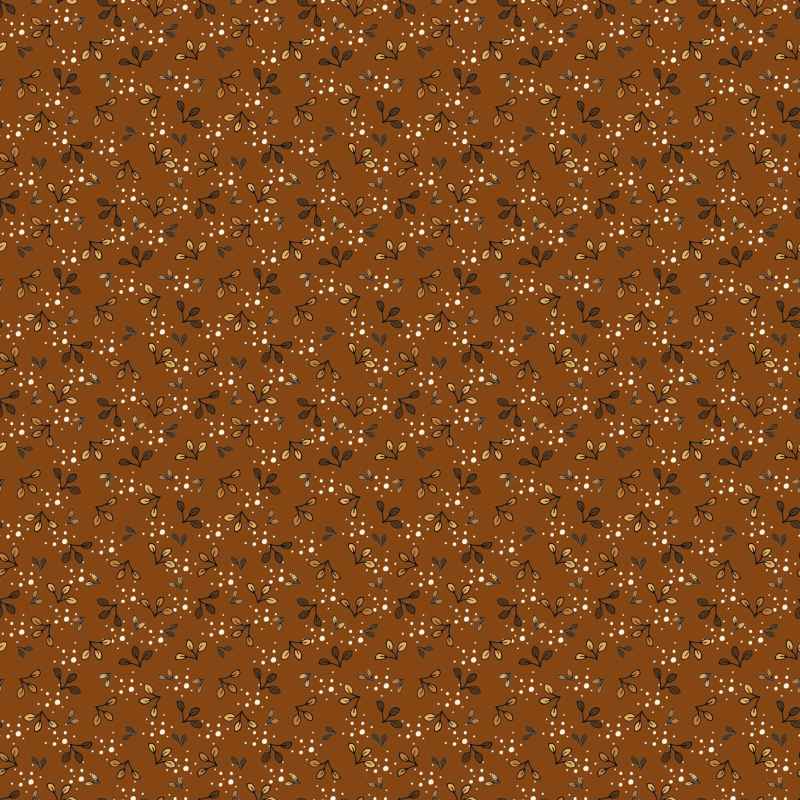 Tissu Patchwork Sweetest Embrace Petites Feuilles Marron