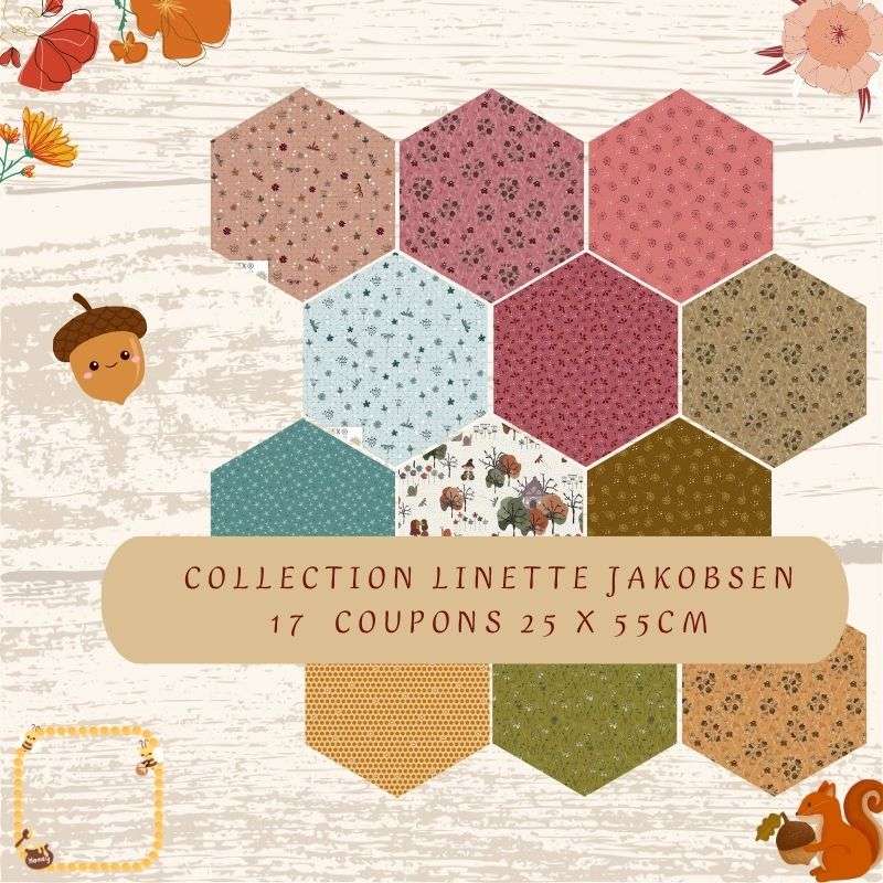 Tissu Patchwork Collection Linette Jakobsen, 17 Coupons 25x55cm