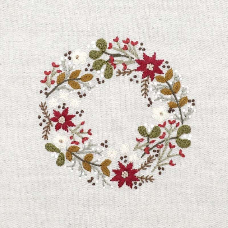 Kit Broderie "Couronne de Poinsettias - Décembre"
