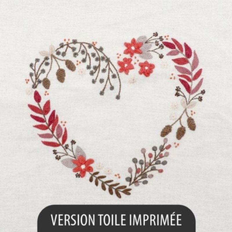 Kit Broderie - Coeur n°10 Ombres d'Automne - Toile Imprimée
