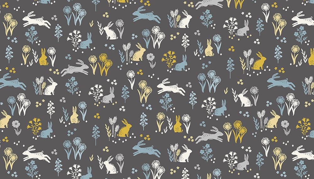 Tissu Patchwork Grove Rabbits Grey Coupon