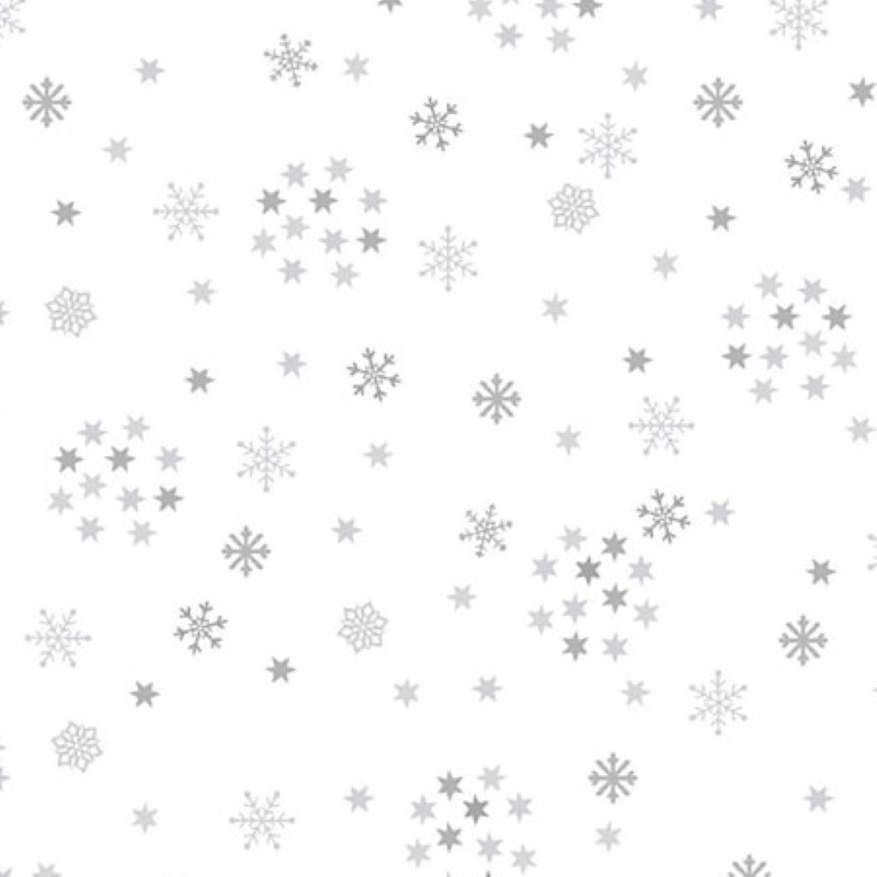 Tissu Patchwork Snow Crystal Stars Blanc