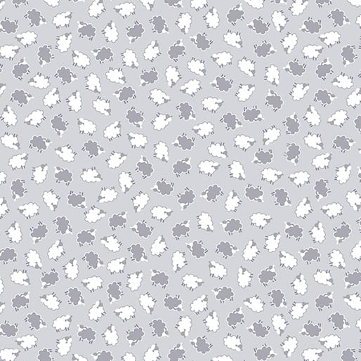 Tissu Patchwork Sweet Dreams Petits Moutons Gris, Coupon