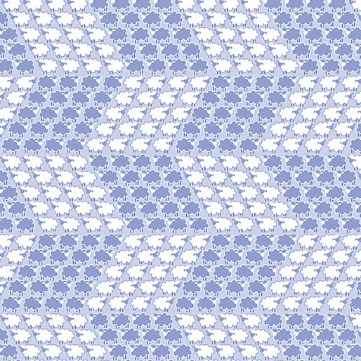 Tissu Patchwork Sweet Dreams Petits Moutons Géométriques Bleu, Coupon