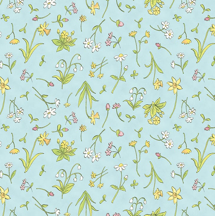 Tissu Patchwork When I am Big Fleuri Bleu, Coupon