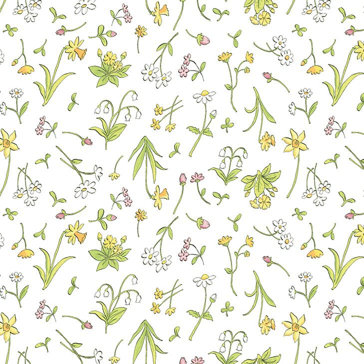 Tissu Patchwork When I am Big Fleuri Blanc