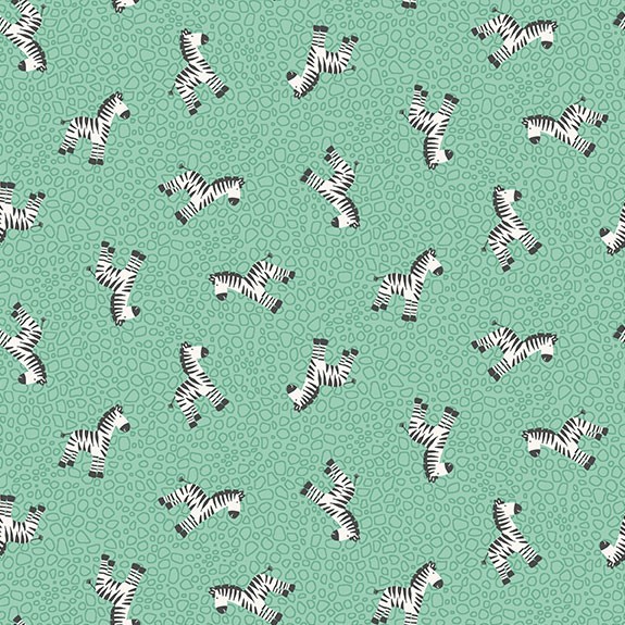 Tissu Patchwork Jungle Zèbre Vert, Coupon
