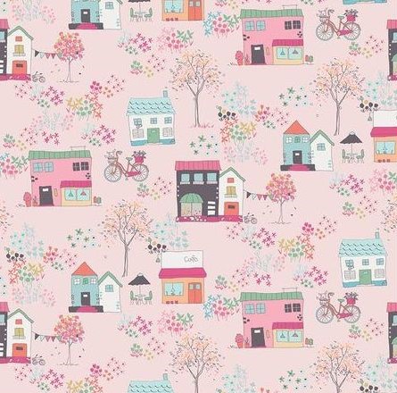 Tissu Patchwork Moments Pink House