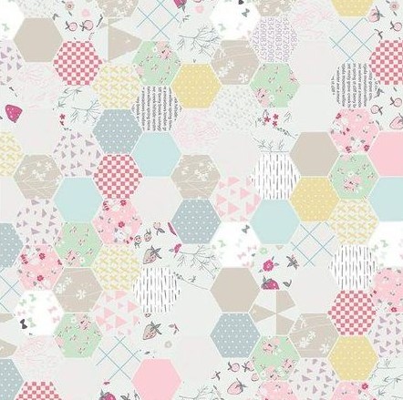 Tissu Patchwork Moments White Hexagons, Coupon