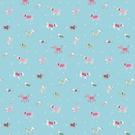 Tissu Patchwork Moments Blue Dog Walk