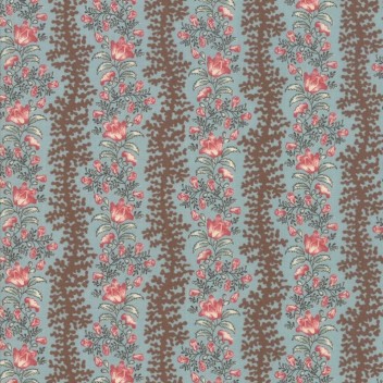 Tissu Patchwork Sarah's Story, Sky Floral Serpentine Stripe
