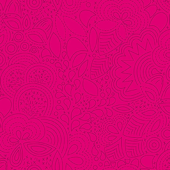 Tissu Patchwork Stitched Fuschia