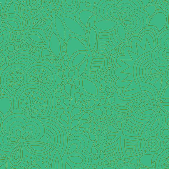 Tissu Patchwork Stitched Vert