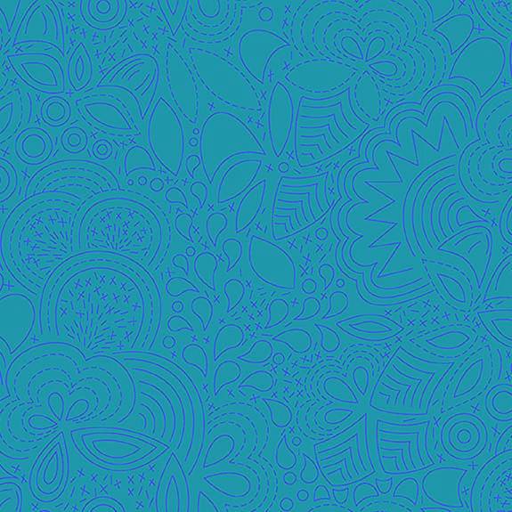 Tissu Patchwork Stitched Bleu pétrole, Coupon