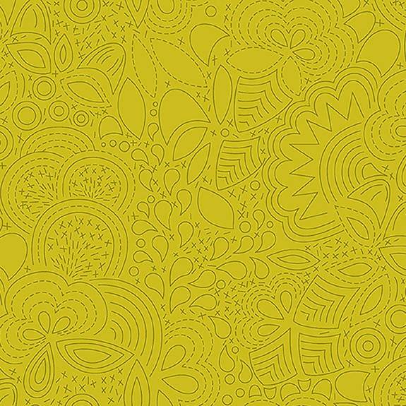 Tissu Patchwork Stitched Moutarde, Coupon