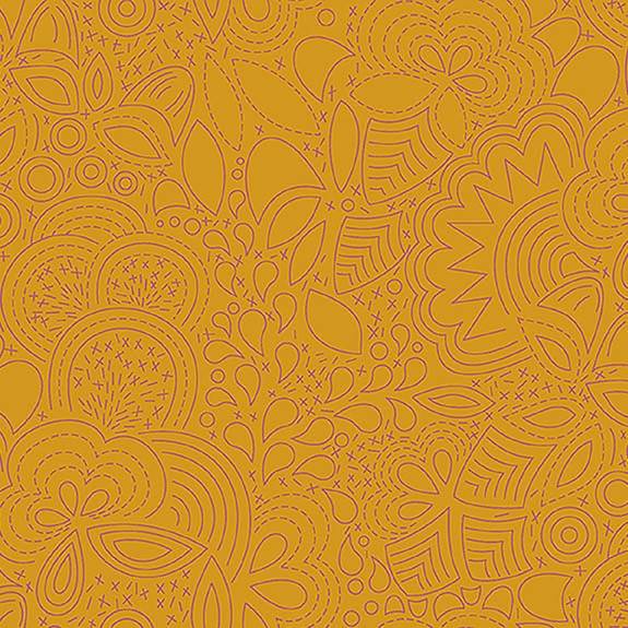 Tissu Patchwork Stitched Ocre