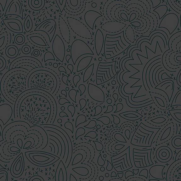 Tissu Patchwork Stitched Gris Anthracite