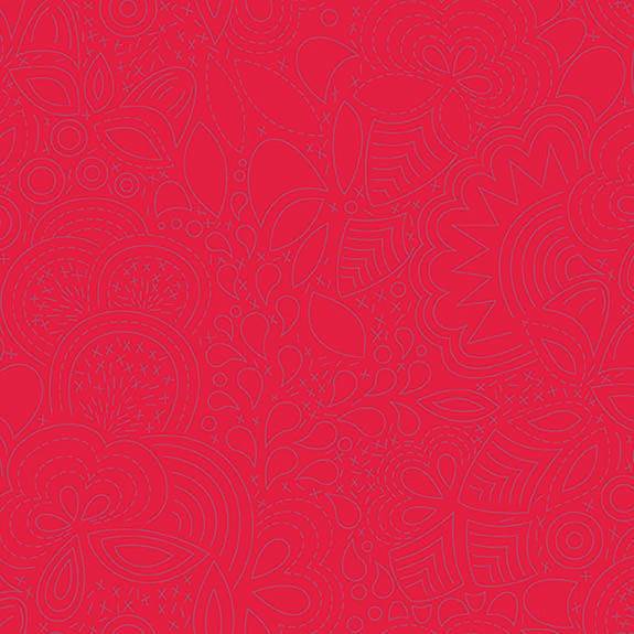 Tissu Patchwork Stitched Rouge, Coupon