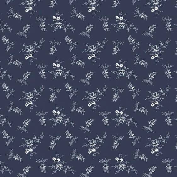 Tissu Patchwork Tranquility Navy Rose Stem, Coupon