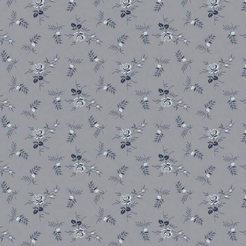 Tissu Patchwork Tranquility Grey Rose Stem