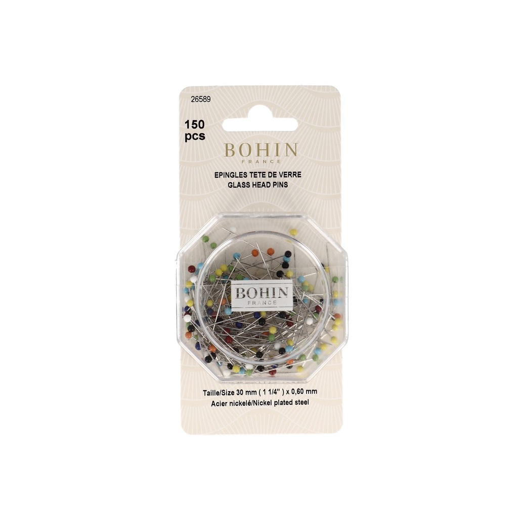 Epingles à tête de verre