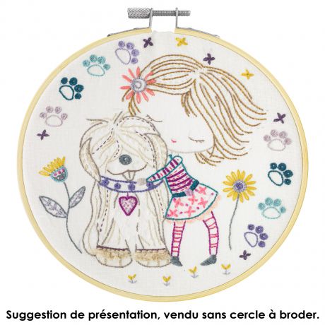 Kit Broderie "Quand Salomé câline son chien"