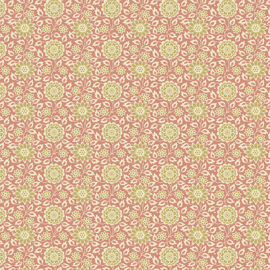 Tissu Patchwork The Seamstress Stylise Flower Antique Rose