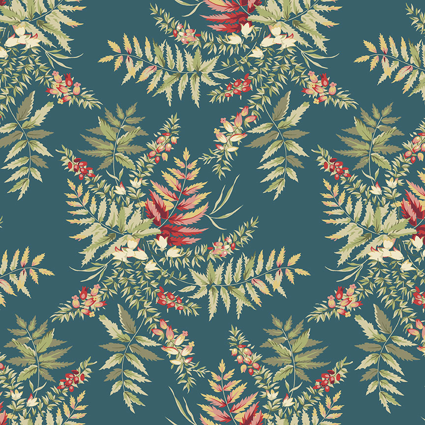 Tissu Patchwork The Seamstress Fern Indigo