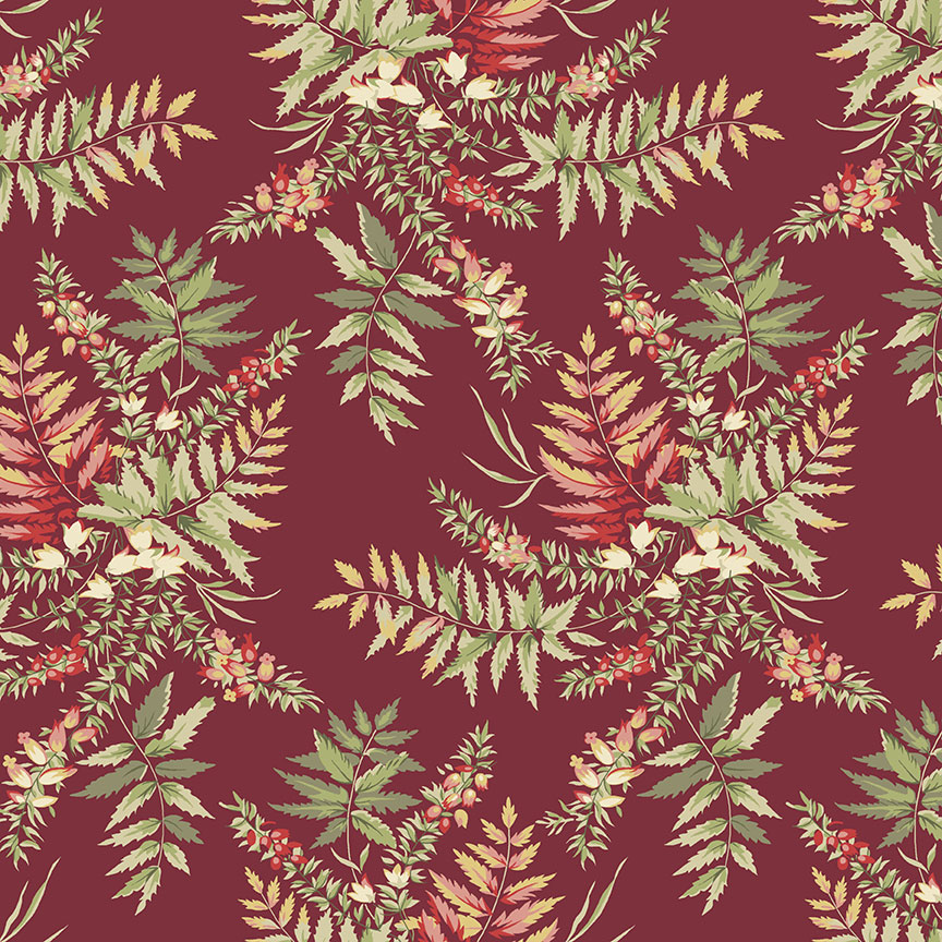 Tissu Patchwork The Seamstress Fern Cranberry