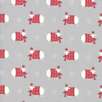 Tissu Patchwork Noël Country Christmas Mouton Gris, Coupon