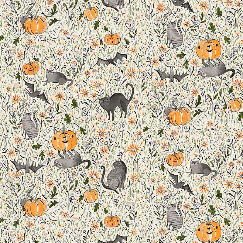 Tissu Patchwork Halloween Gris "In the Patch" Coupon
