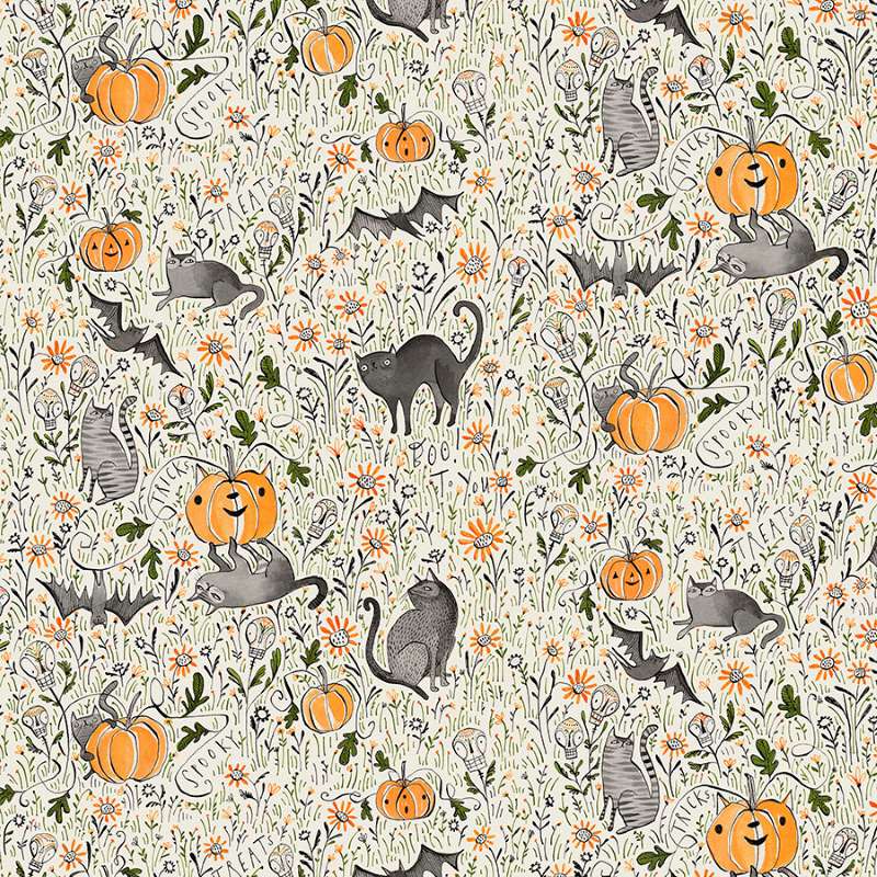 Tissu Patchwork Halloween Gris "In the Patch"