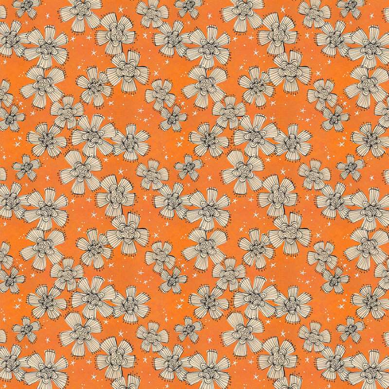 Tissu Patchwork Halloween Orange " Nocturnal Bloom"