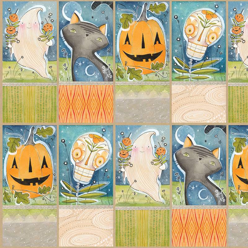 Tissu Patchwork Halloween, "Hallowed Joy" Panneau