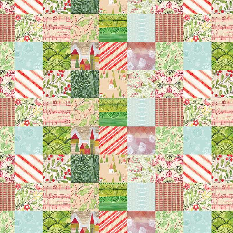 Tissu Patchwork Noël, Holly Jolly, &quot;Jolly Patches&quot; Coupon