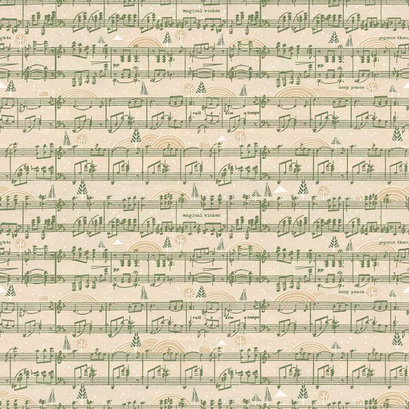 Tissu Patchwork Noël, Holly Jolly, "Jolly Song" Coupon
