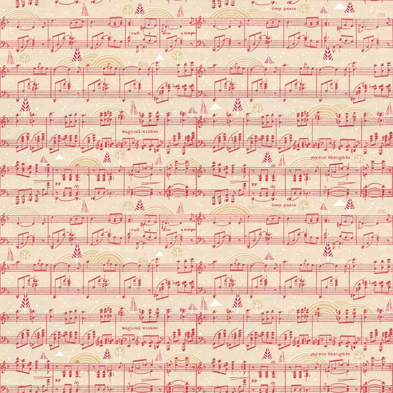 Tissu Patchwork Noël, Holly Jolly, "Jolly Song" Coupon