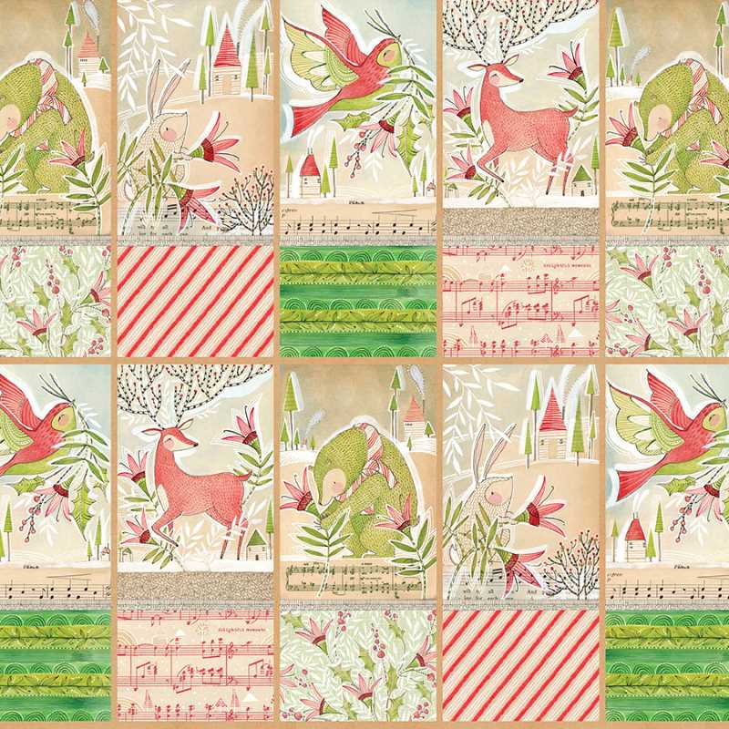 Tissu Patchwork Noël, Holly Jolly, "Joy Bringers" Panneau