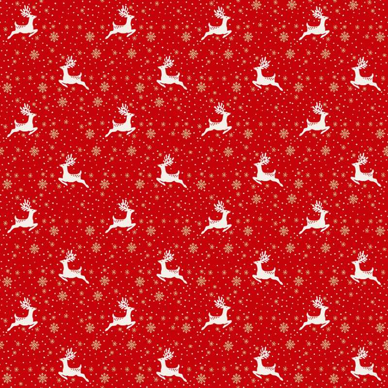 Tissu Patchwork Noël Scandi, Reindeer Rouge