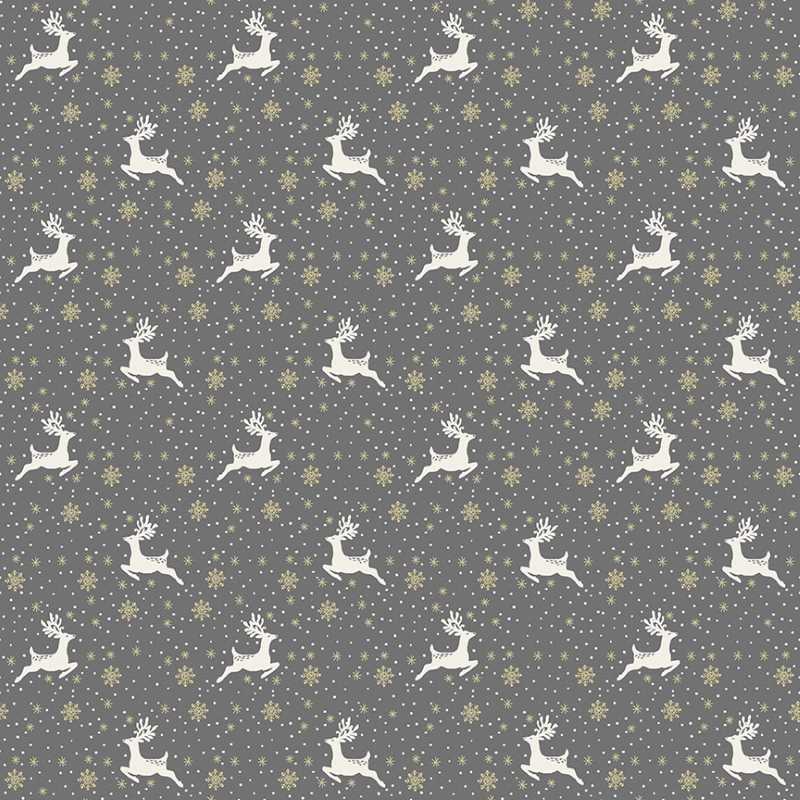Tissu Patchwork Noël Scandi, Reindeer Gris, Coupon