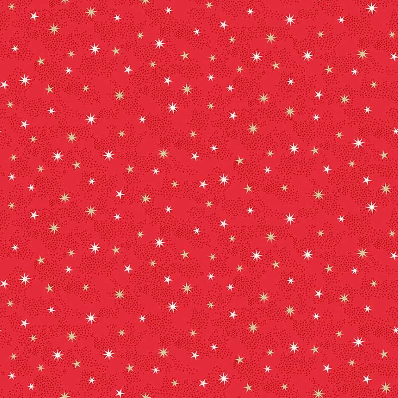 Tissu Patchwork Noël Scandi, Star Rouge