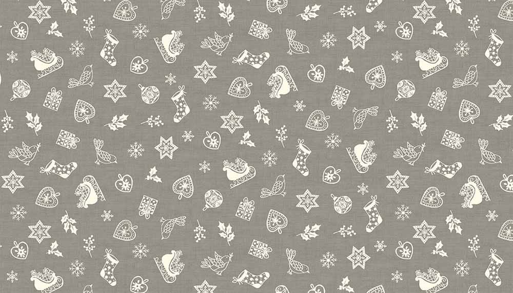 Tissu Patchwork Noël Scandi, Scatter Gris, Coupon